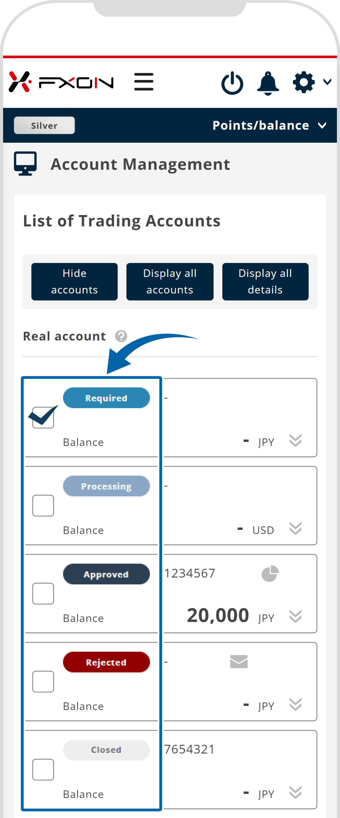 List of trading accounts