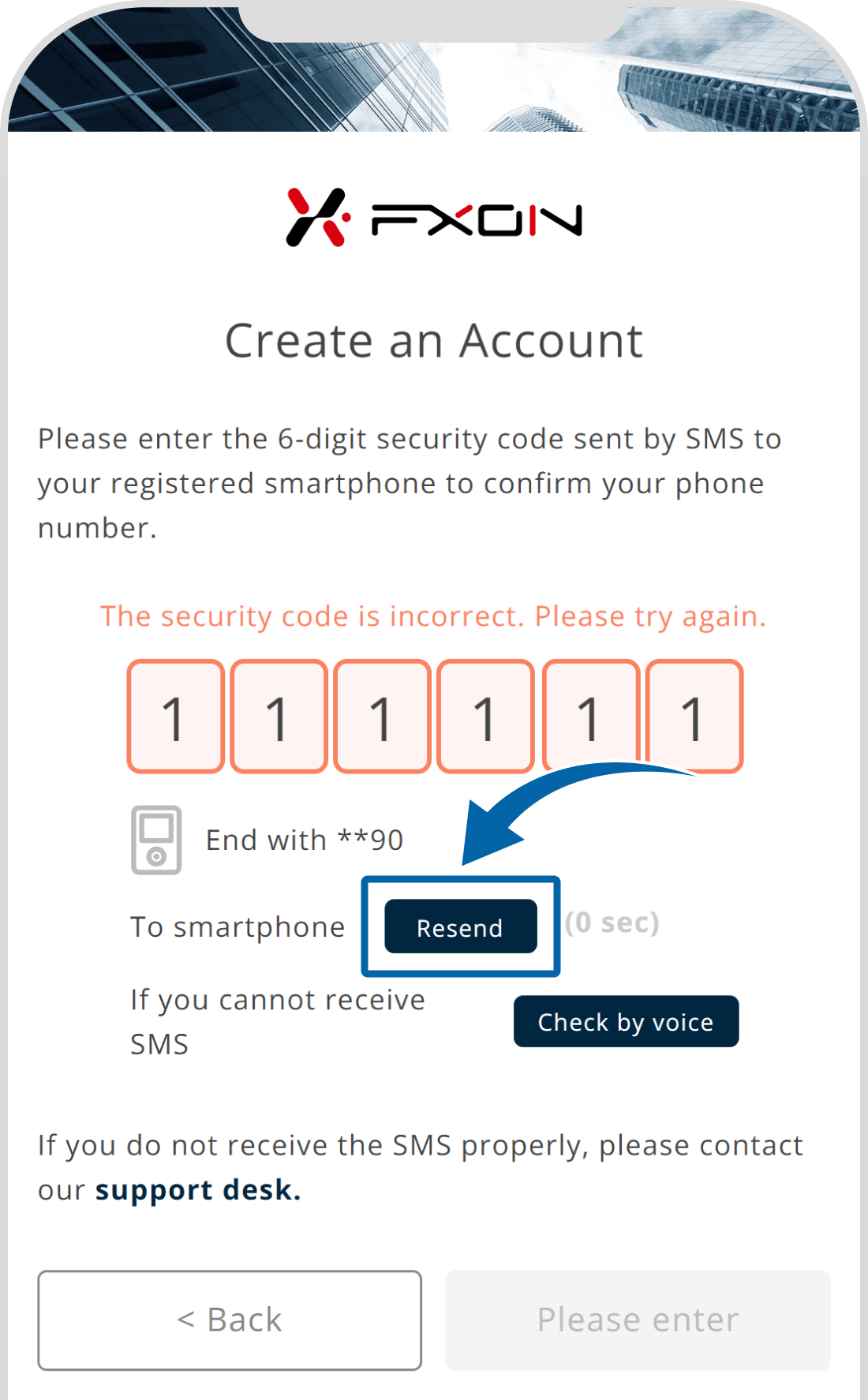 Resend a security code