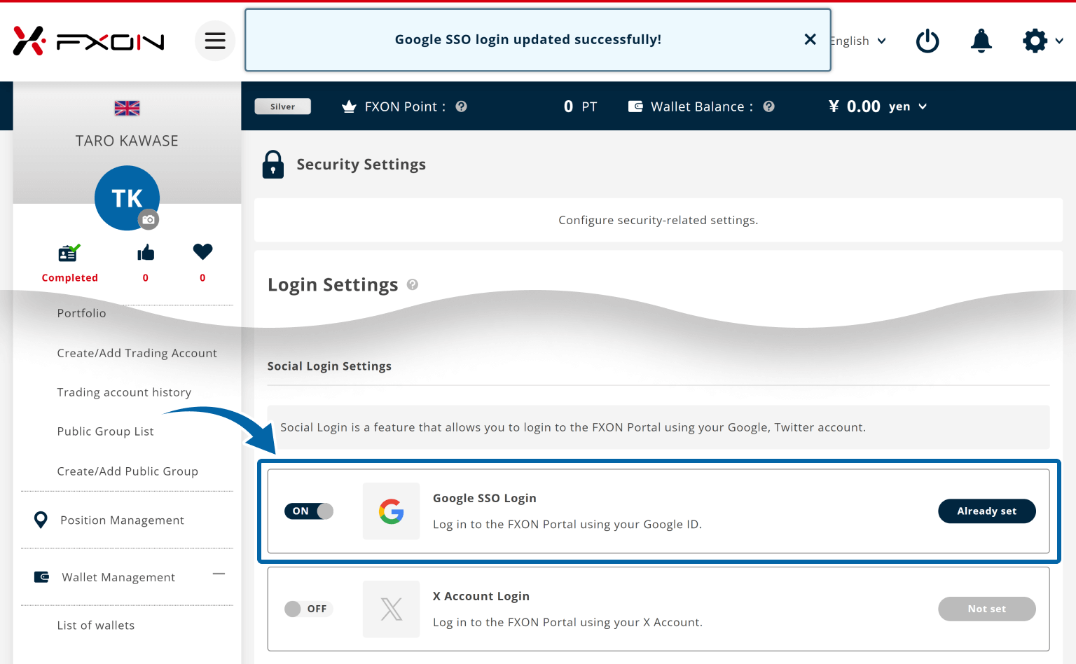 4. Social login settings updated