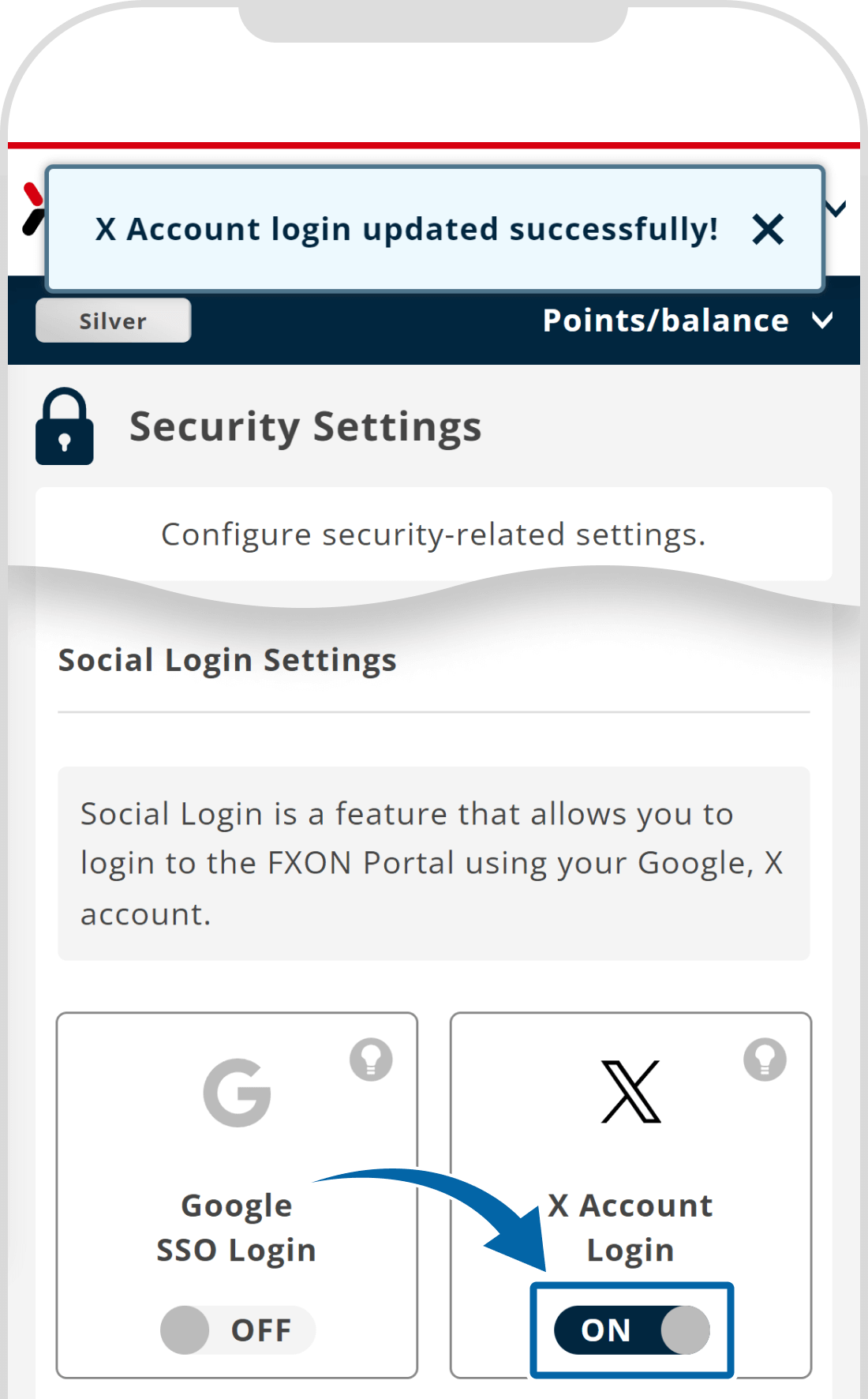 X Account login settings updated