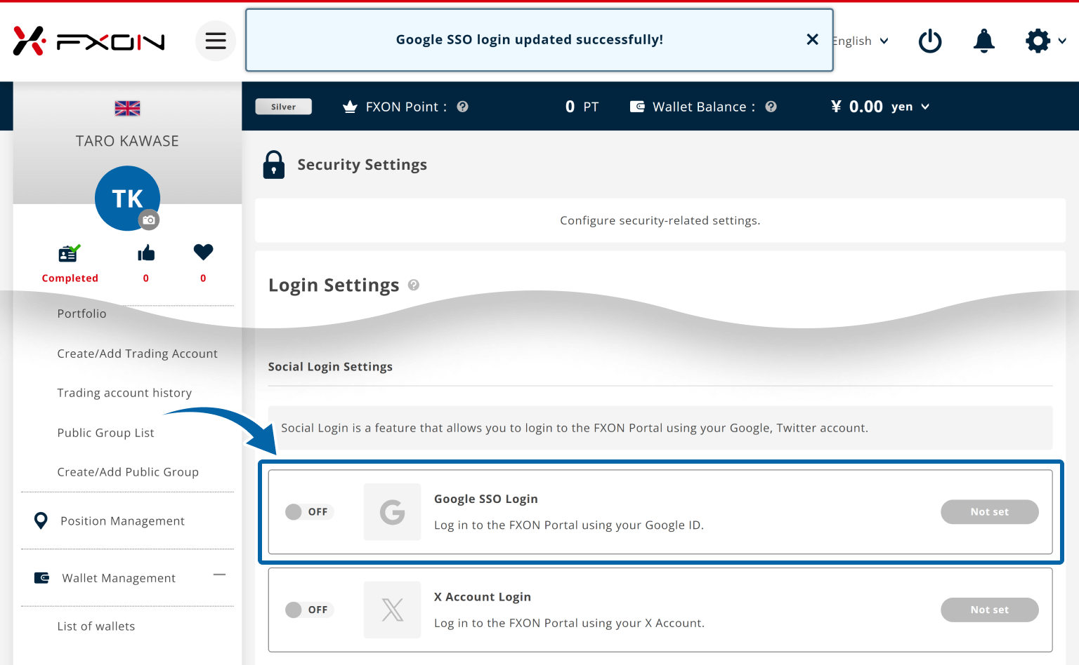 4. Social login settings updated