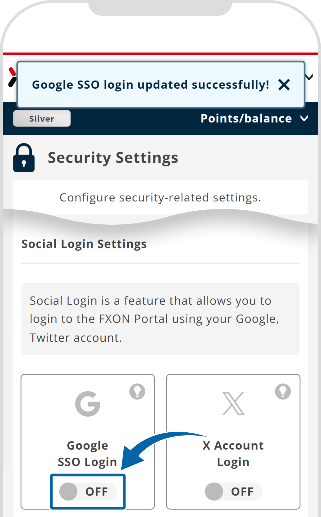 4. Social login settings updated