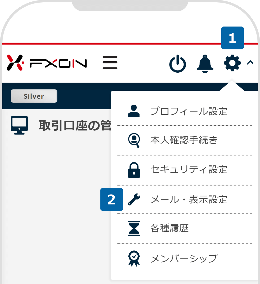 FXONポータルログイン中の画面より