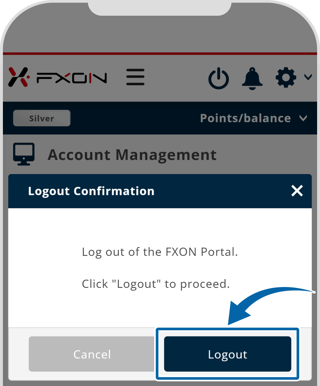 2. Log out of FXON Portal