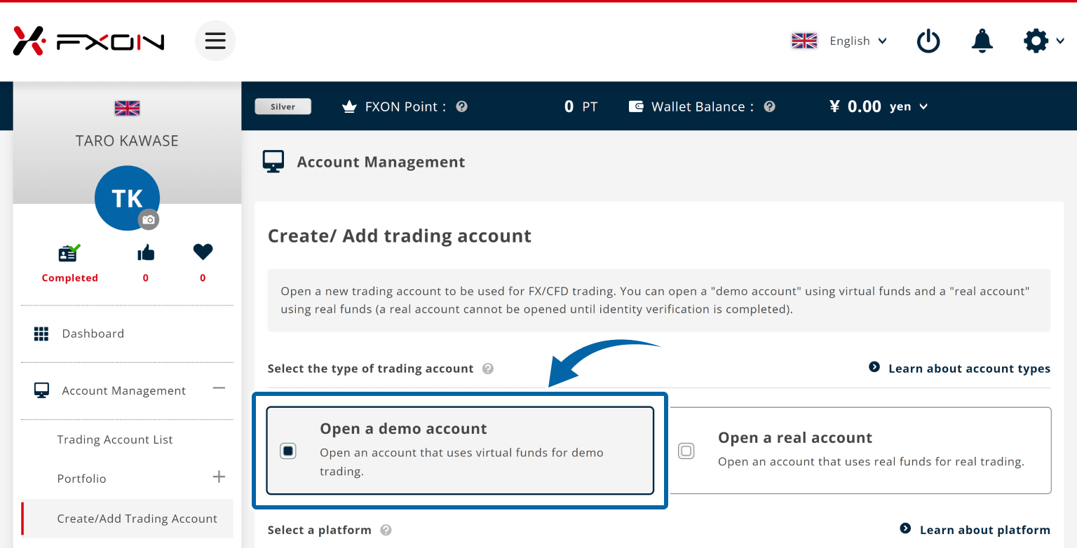 Open a demo account (i)