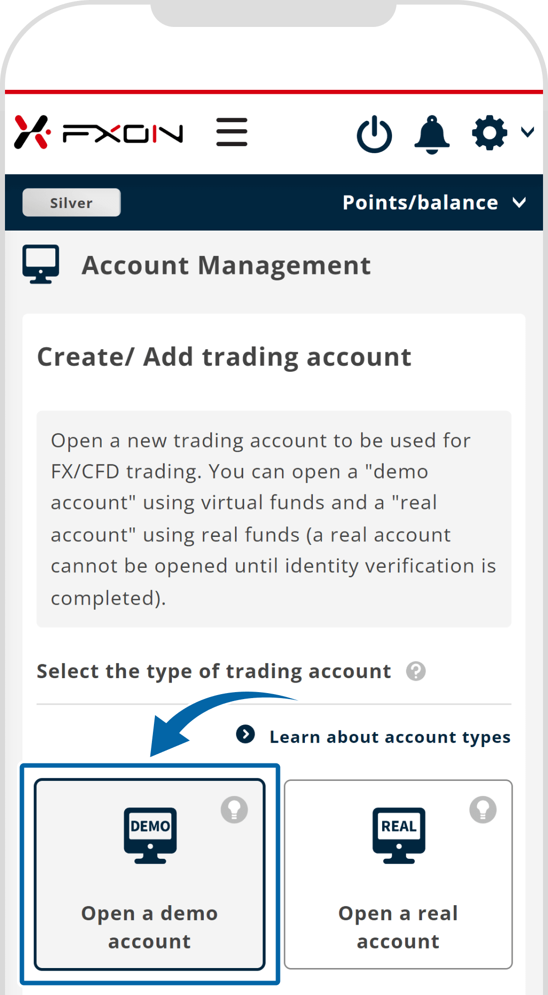 Open a demo account (i)