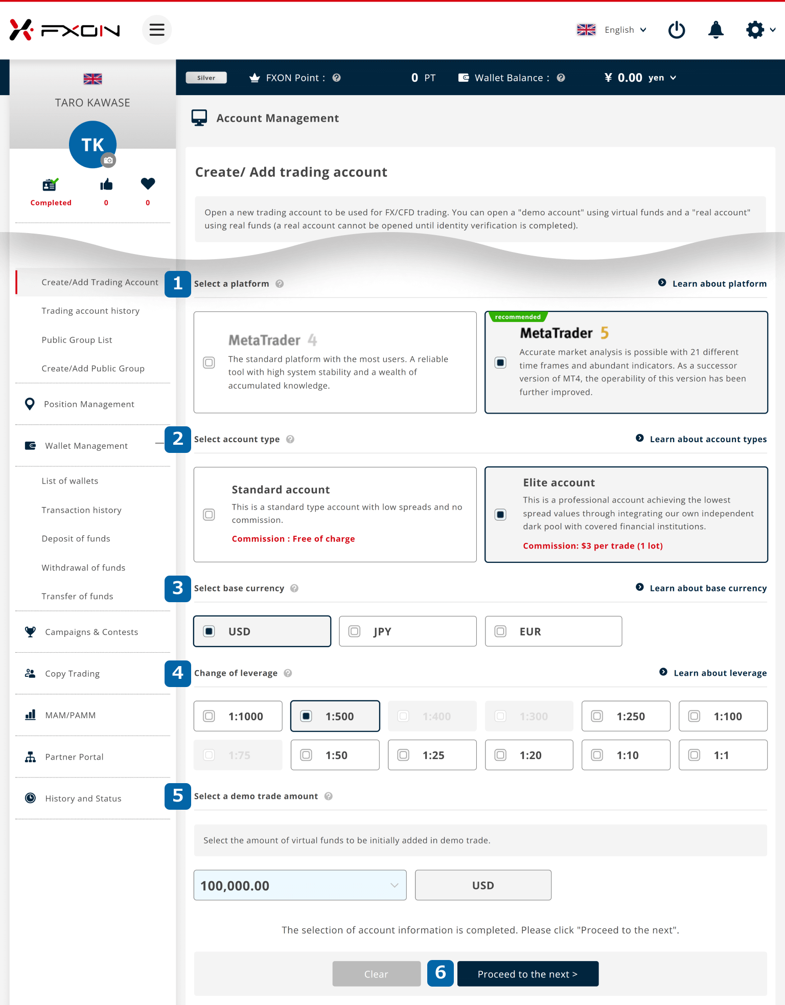 Open a demo account (ii)