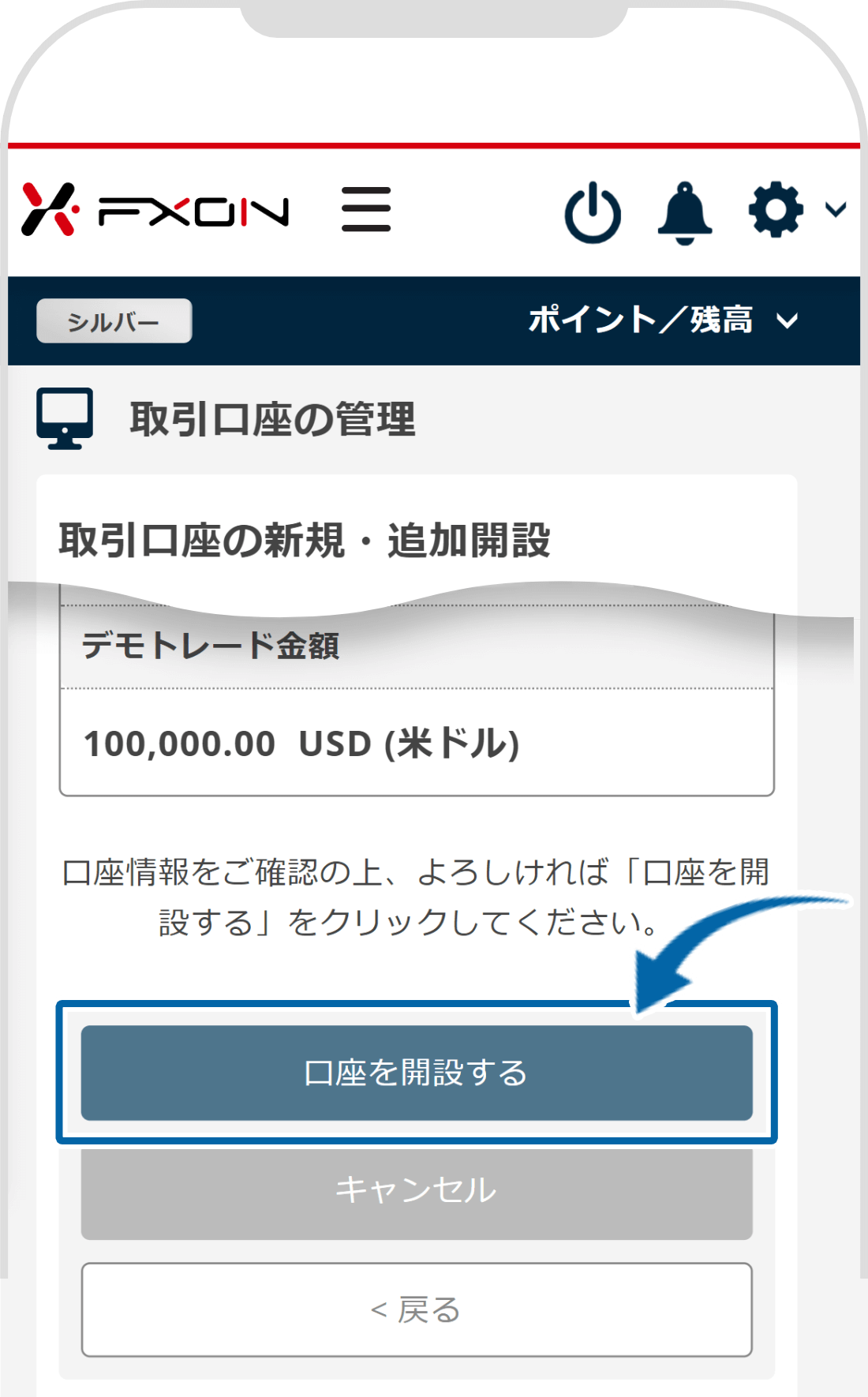 デモ口座の開設内容の確認