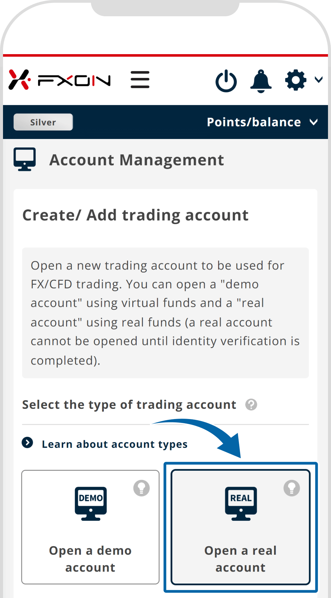 2. Open a real account (i)