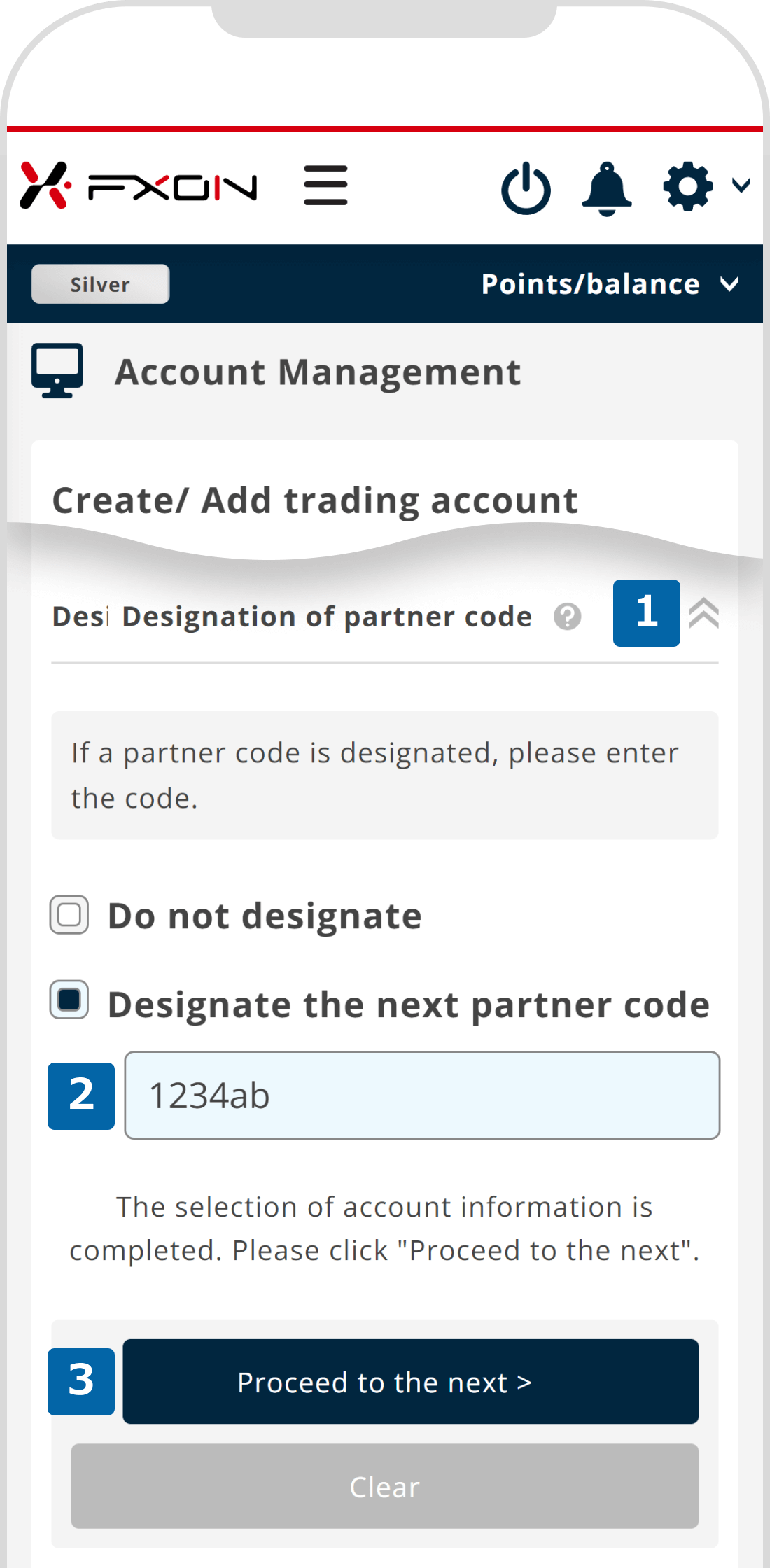 4. Open a real account for partner code