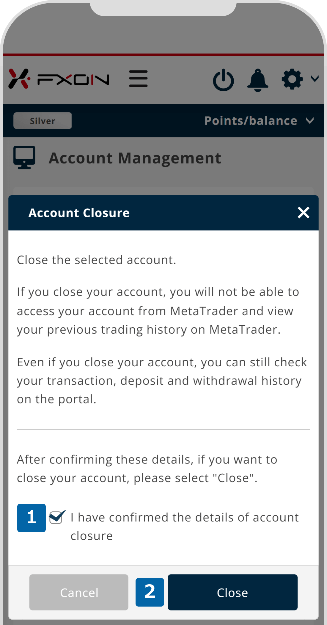 Close account (ii)