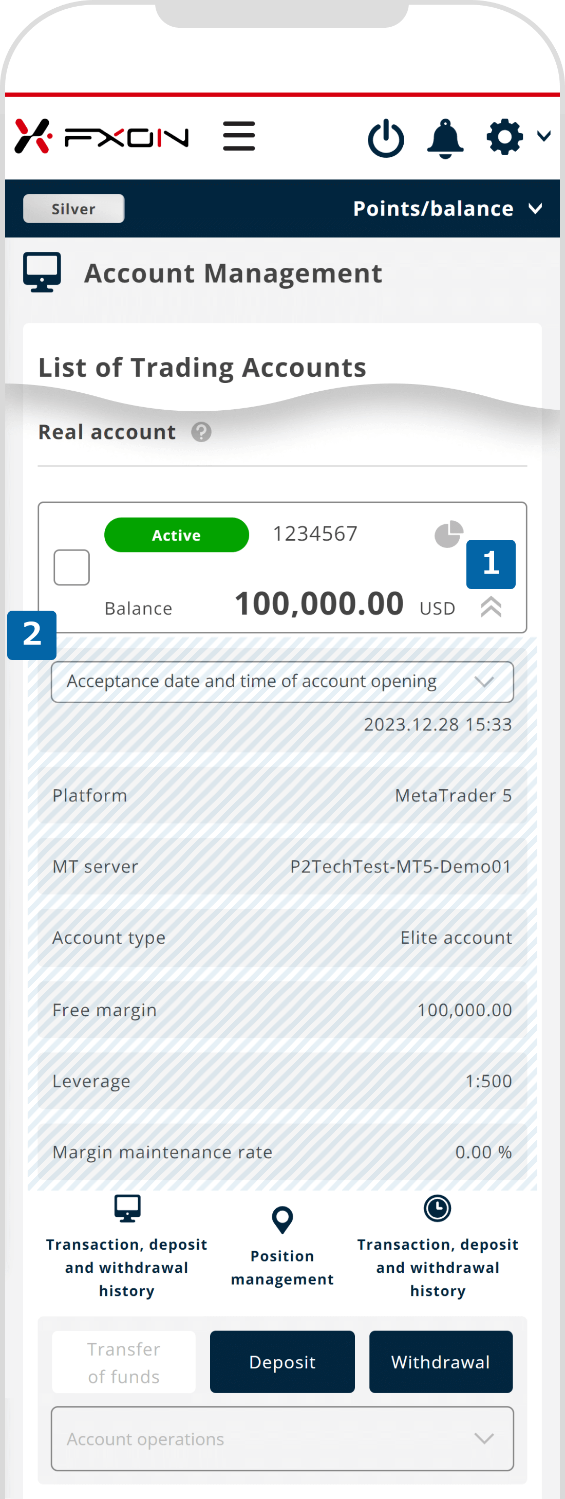 2. Account details