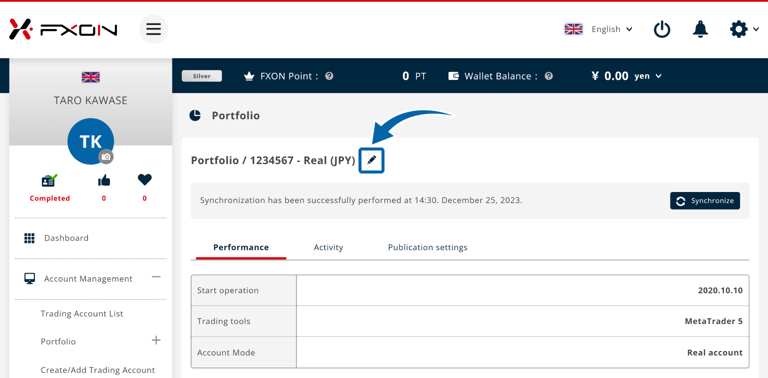 3. Change the portfolio name (i)