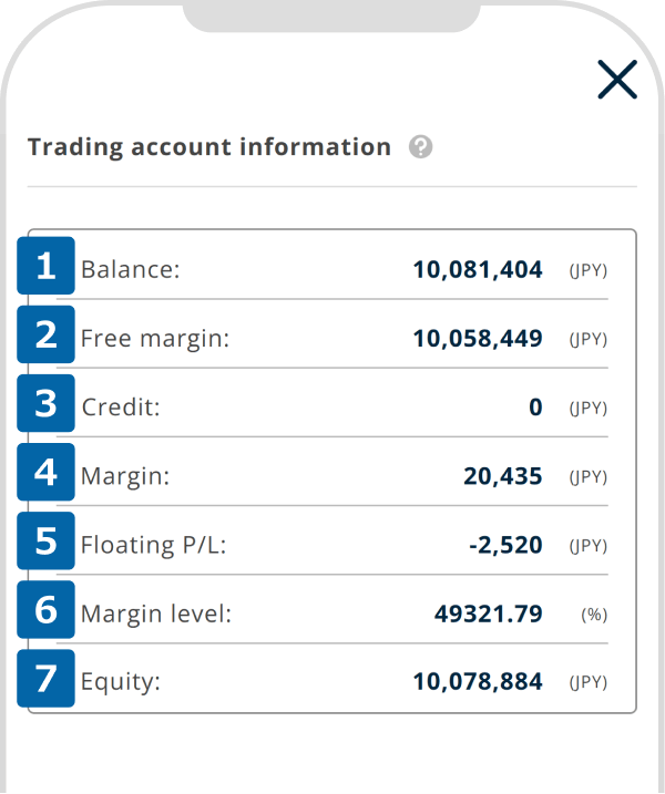 Trading account information details are displayed