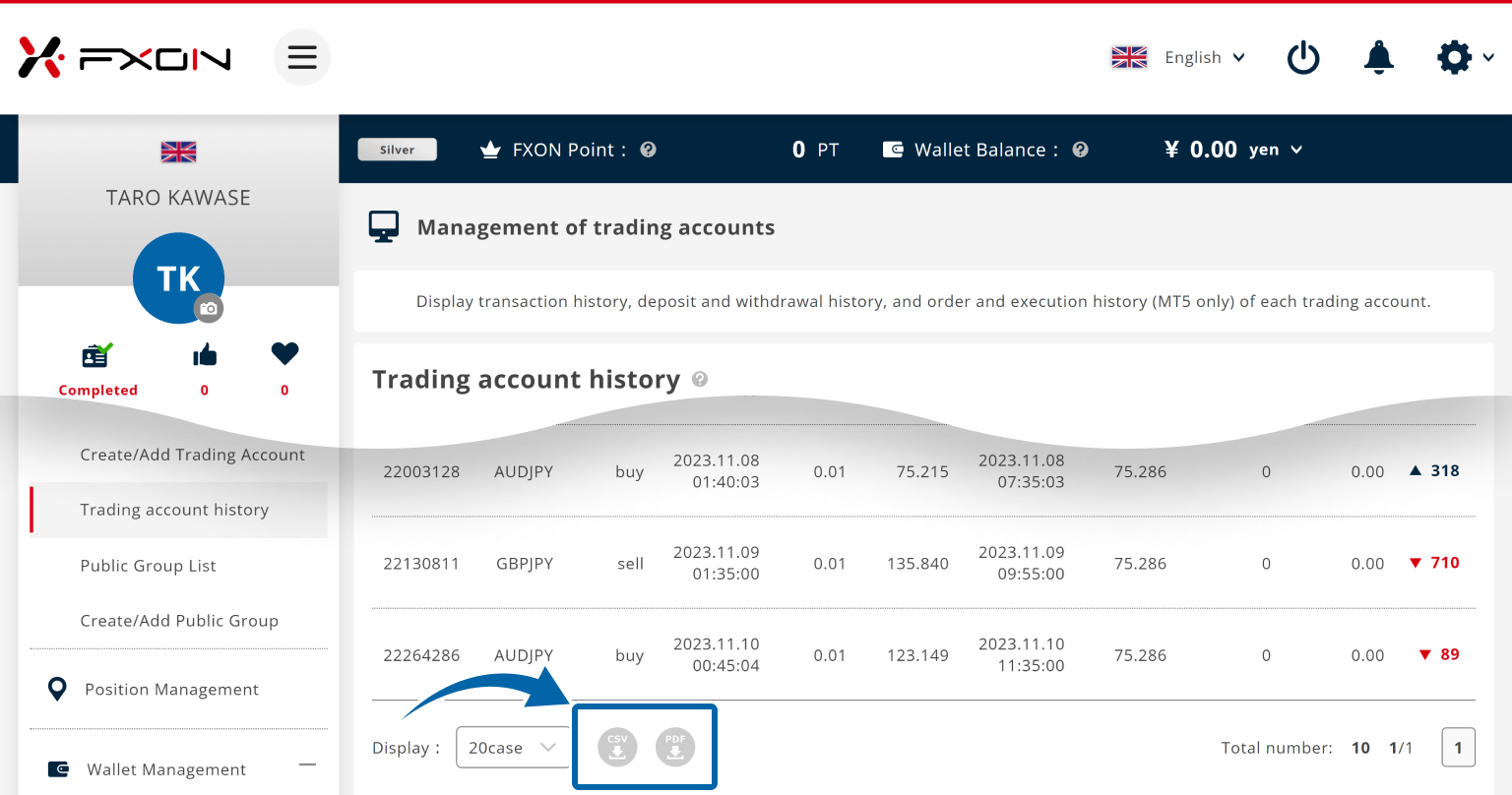 Download transaction history data (ii)