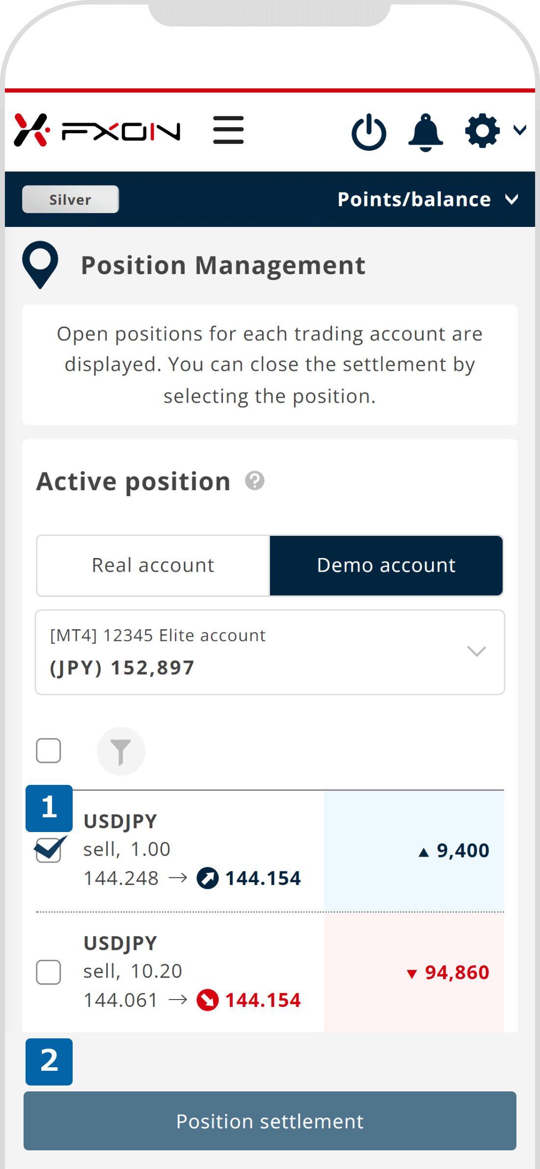 Close positions [Step i]