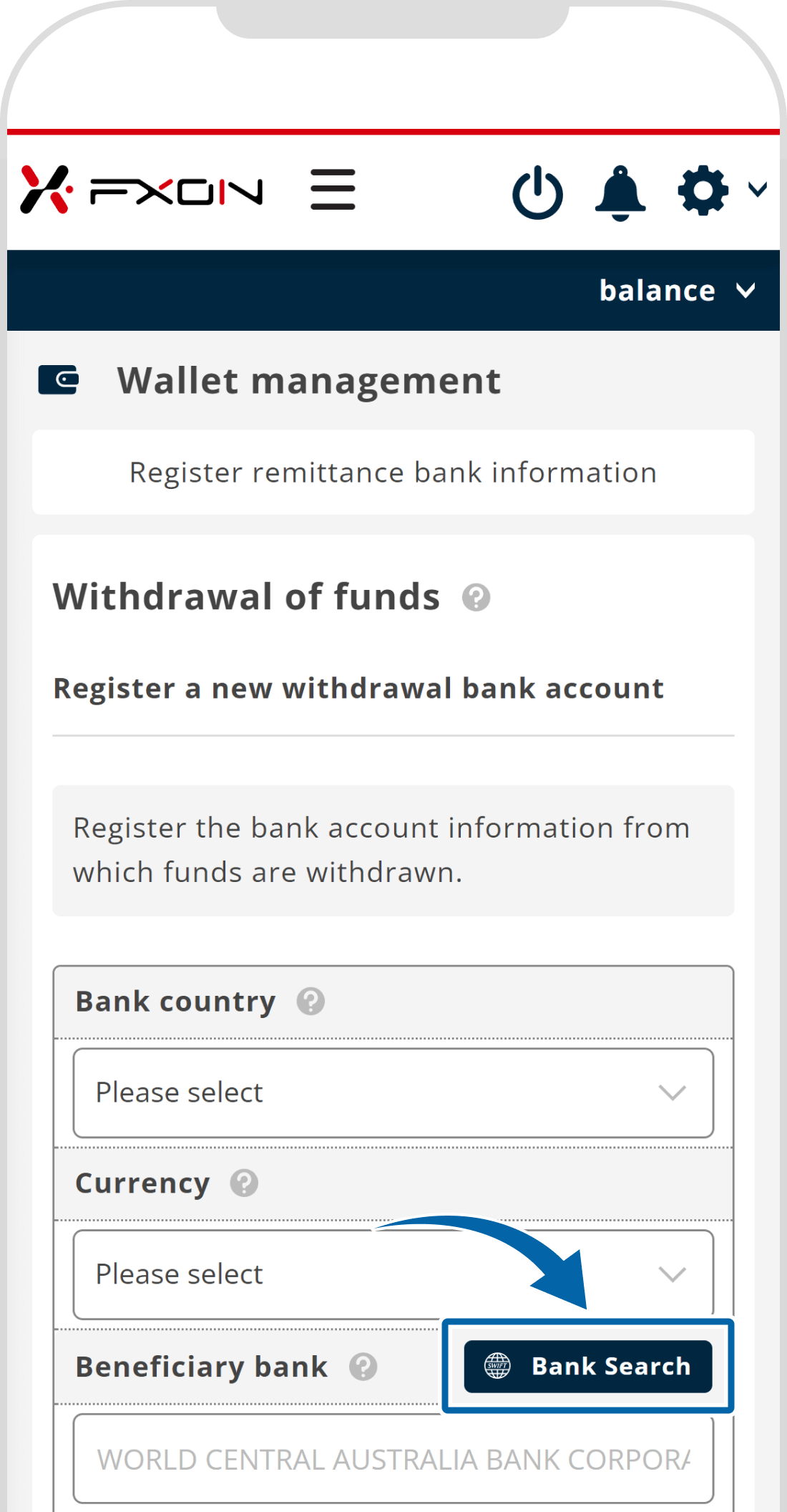 Searching for bank information (i)