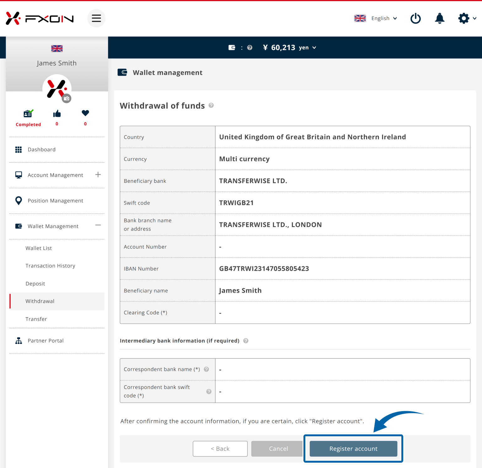 Confirmation of registered information