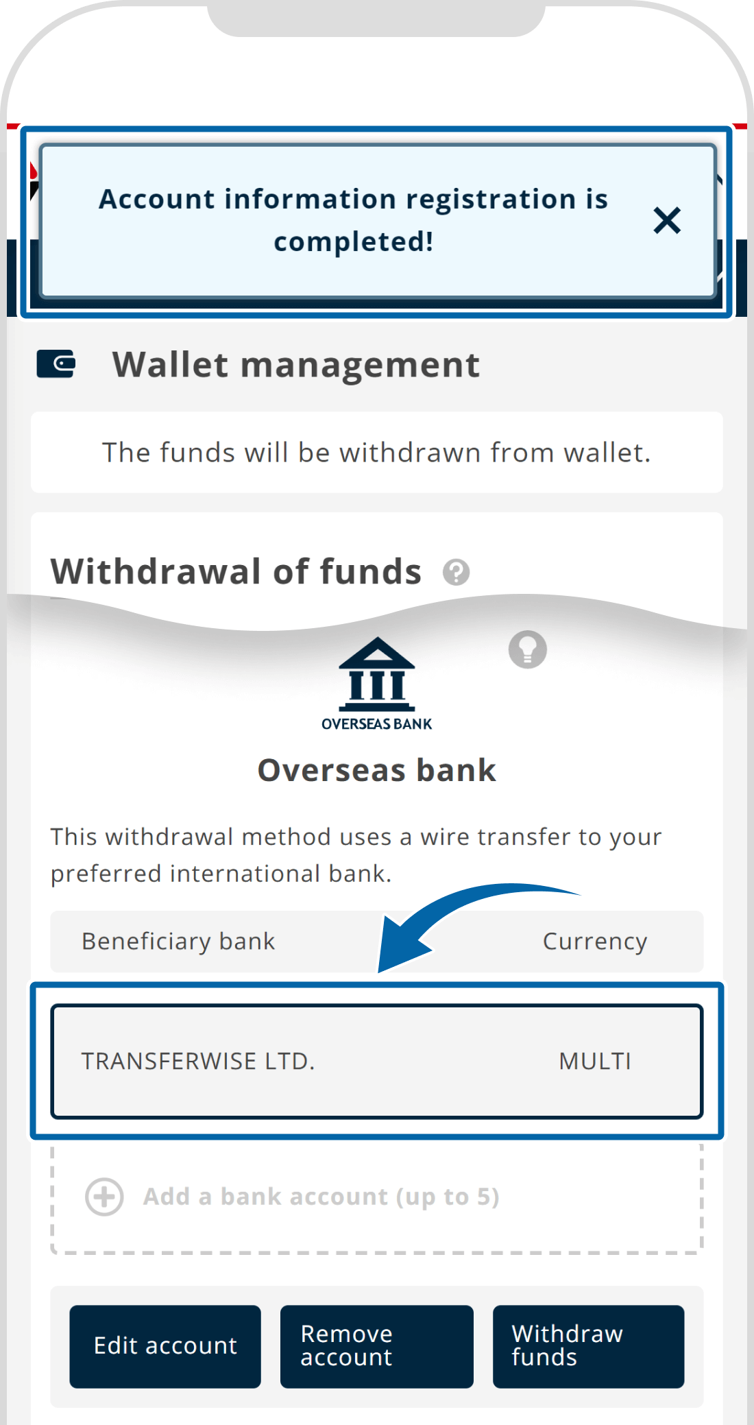 Account information registration complete