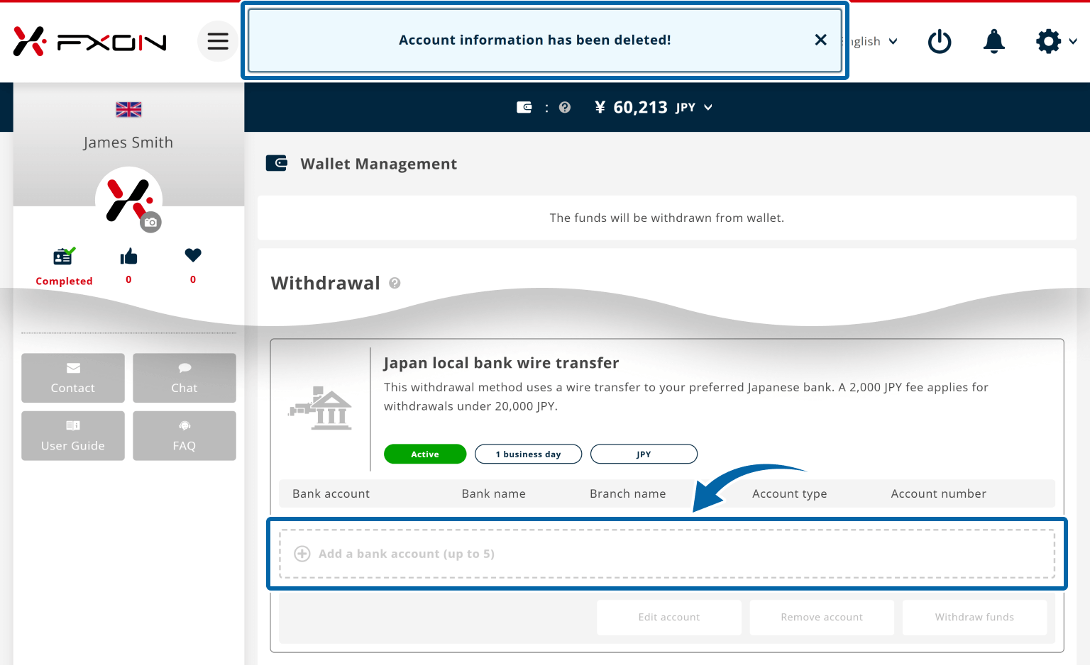 Bank account removal 3