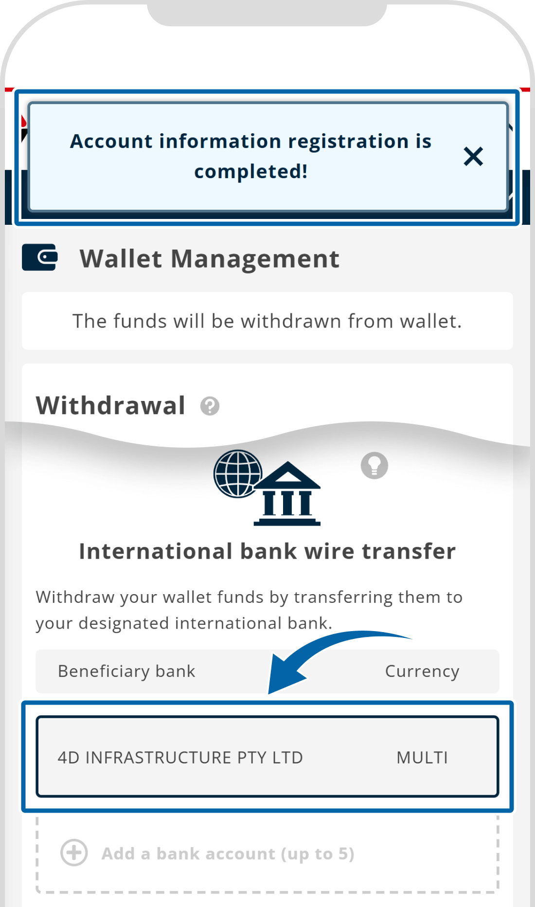 Account information registration complete