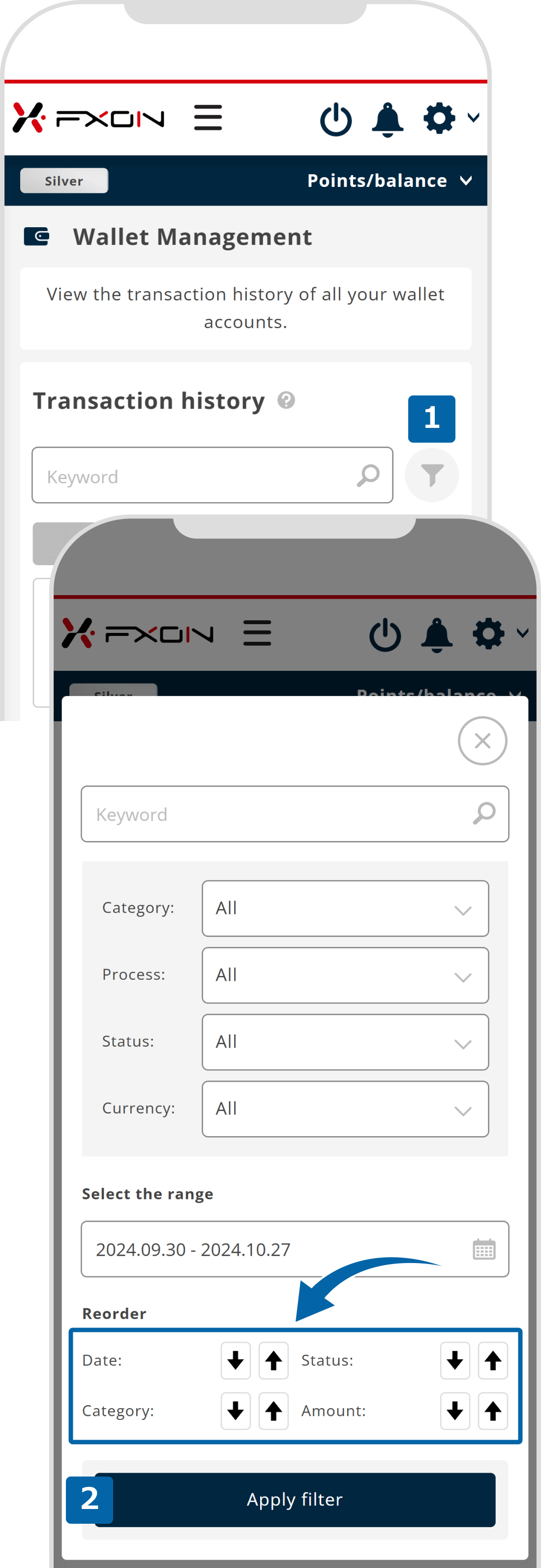 Transaction history