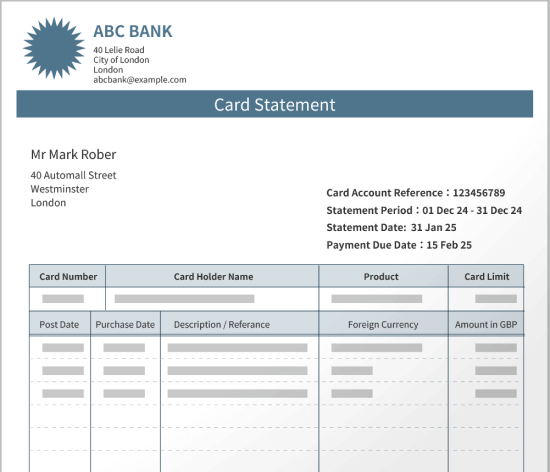 Credit Card Statement