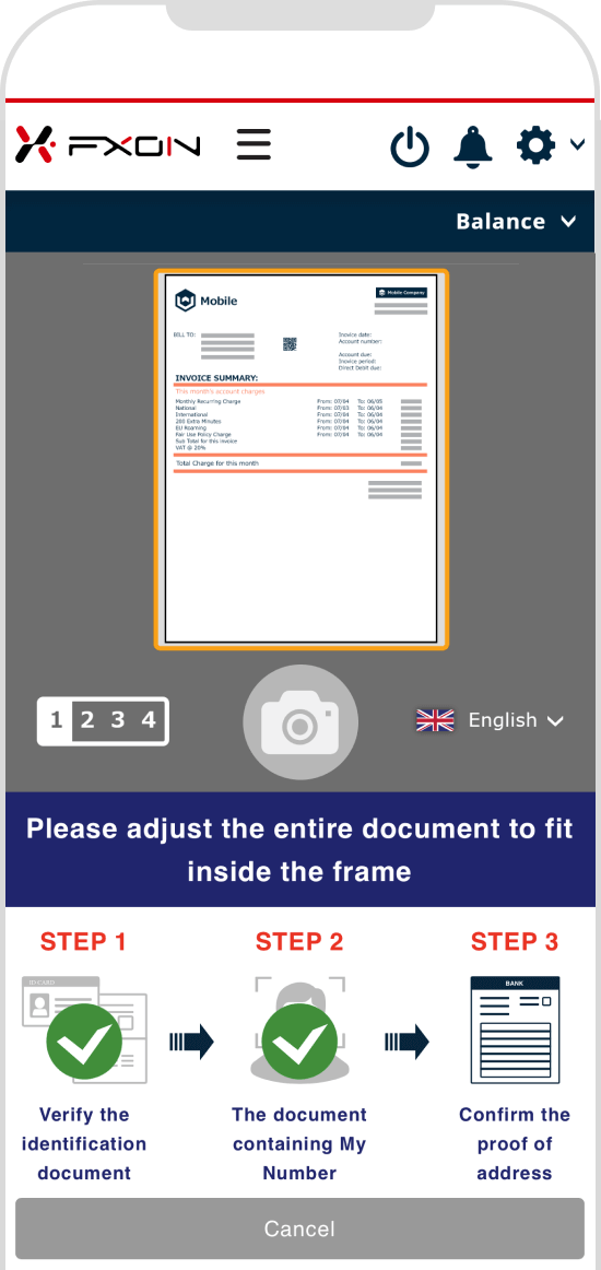 Align the entire document with the frame and remain still