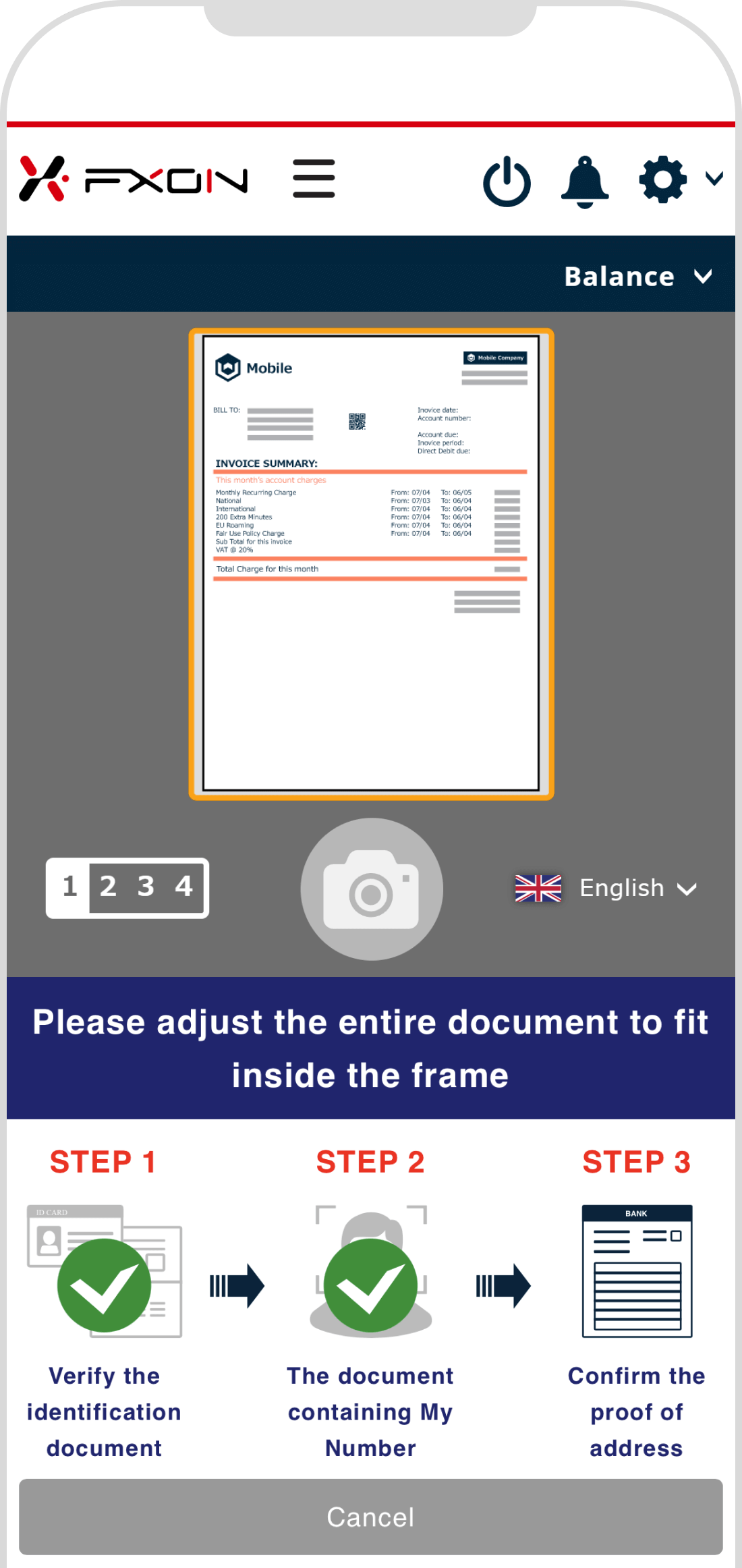 Align the entire document with the frame and remain still