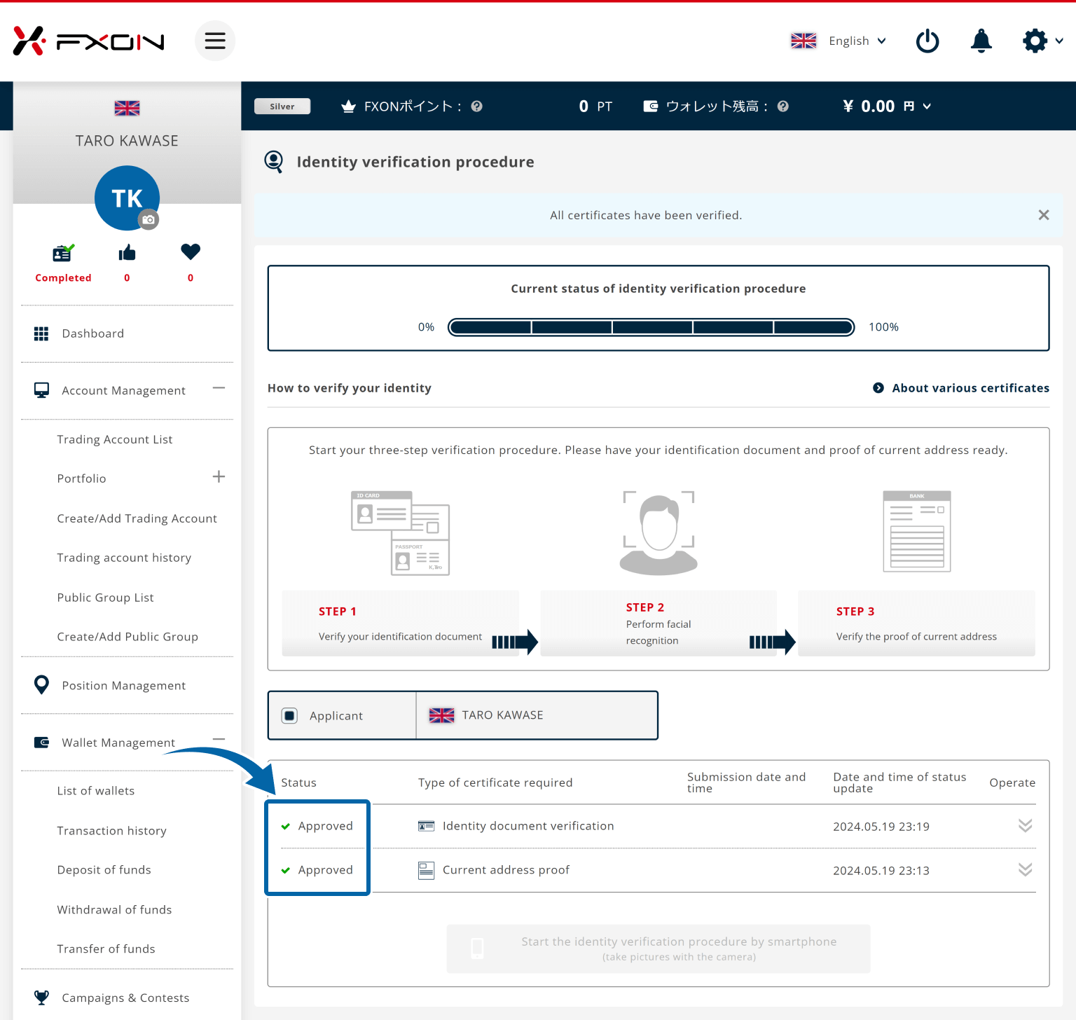 Status after completion of approval