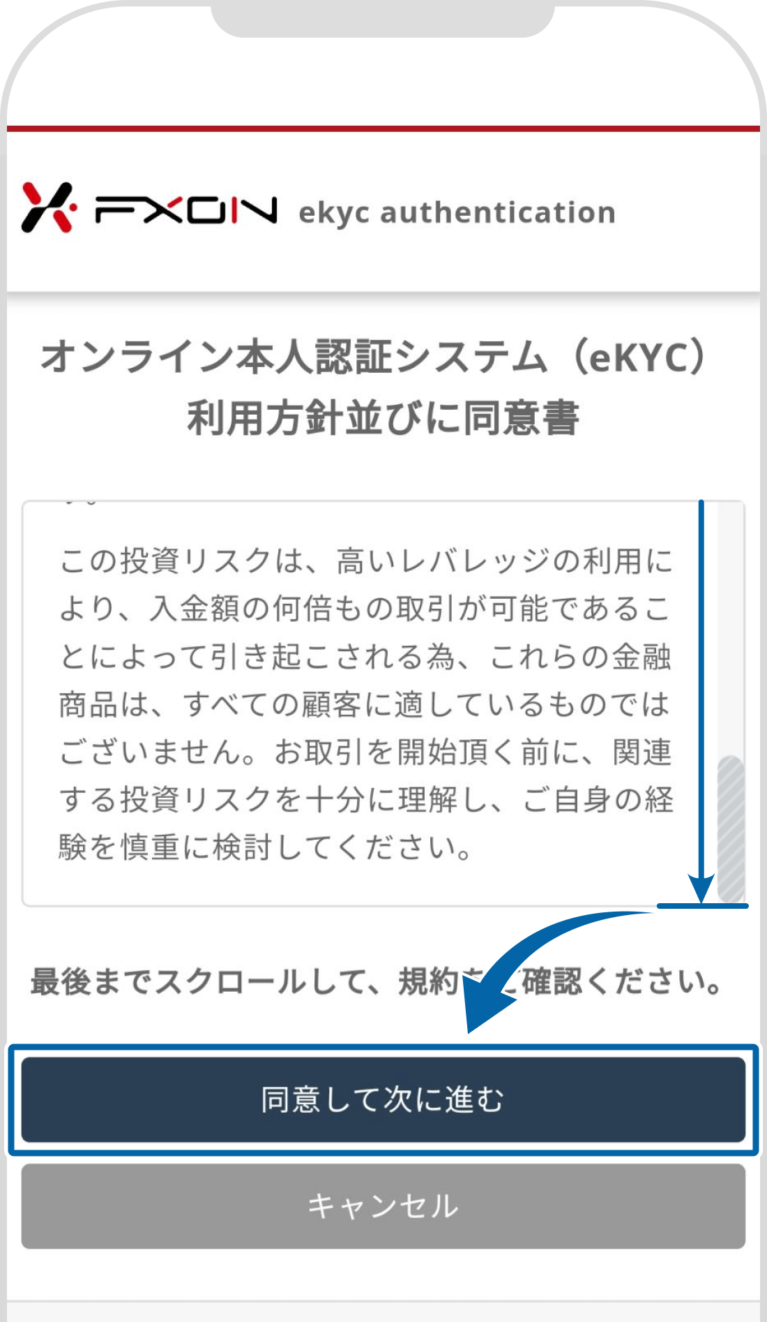 eKYCの規約確認画像