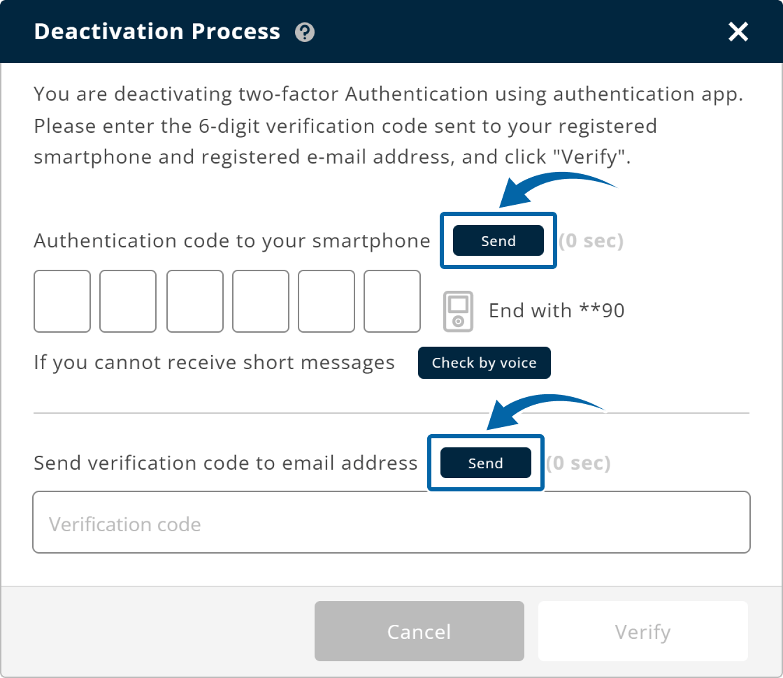 2. Sending 6-digit verification code