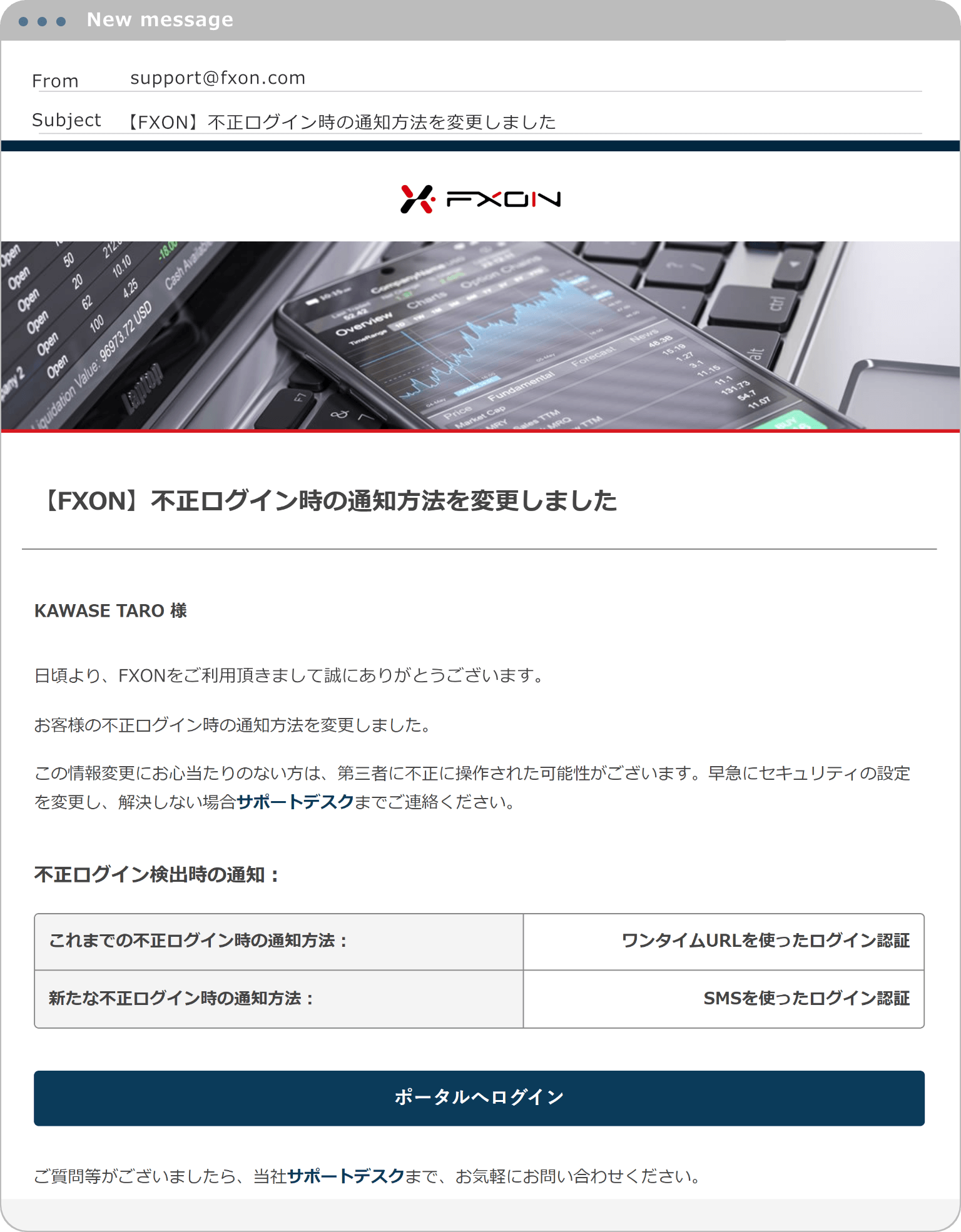 不正ログイン通知変更完了通知