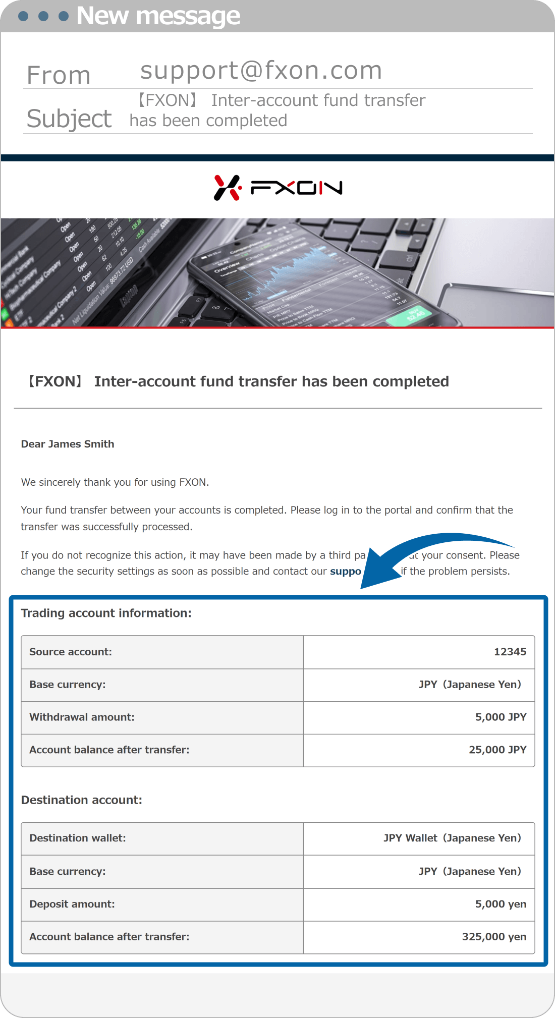 Fund Transfer Completion Email