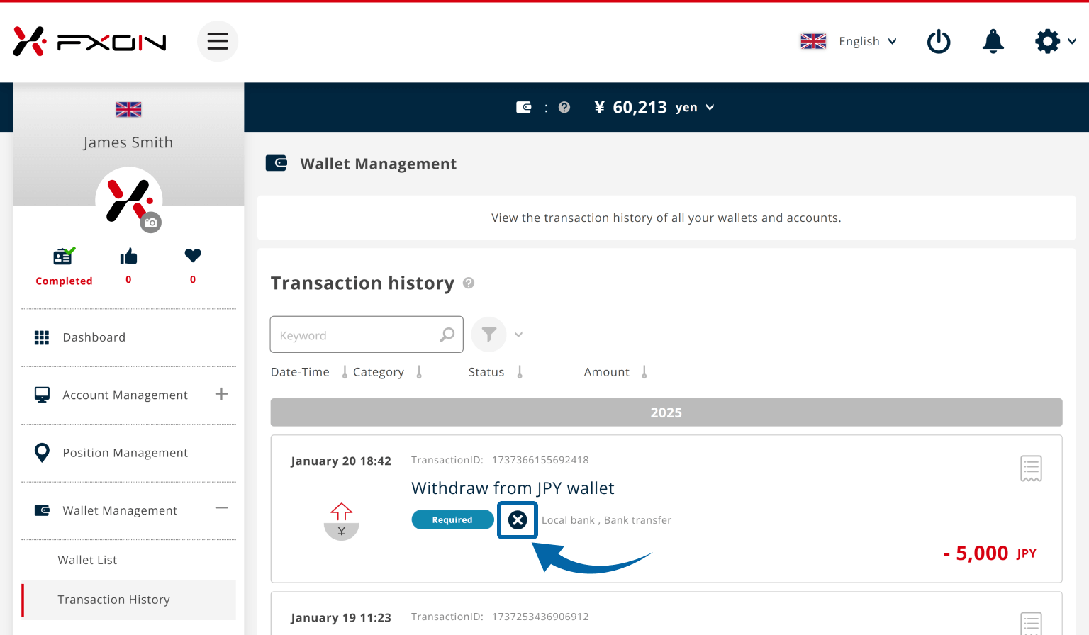  Cancel the withdrawal request