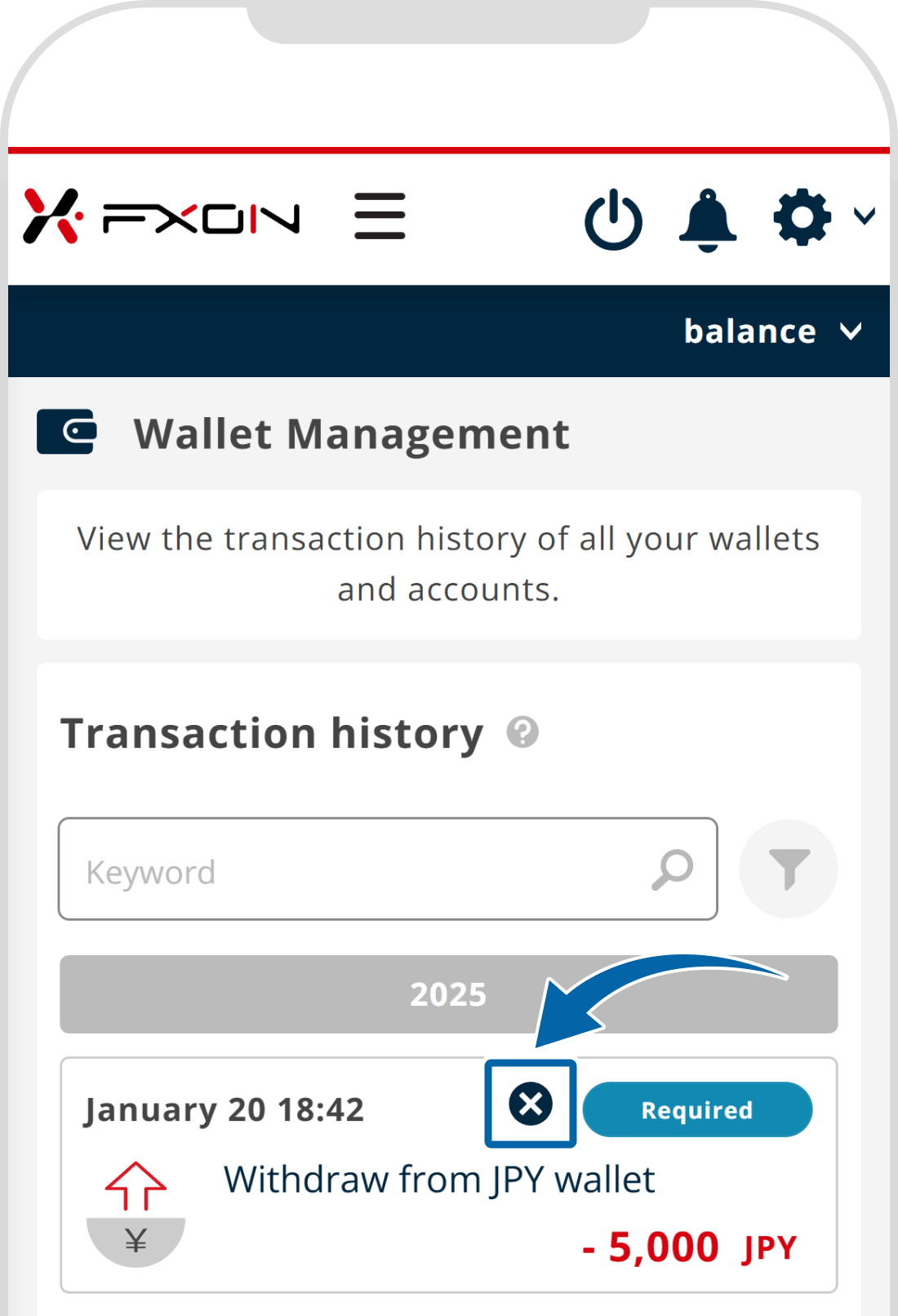 Cancel the withdrawal request