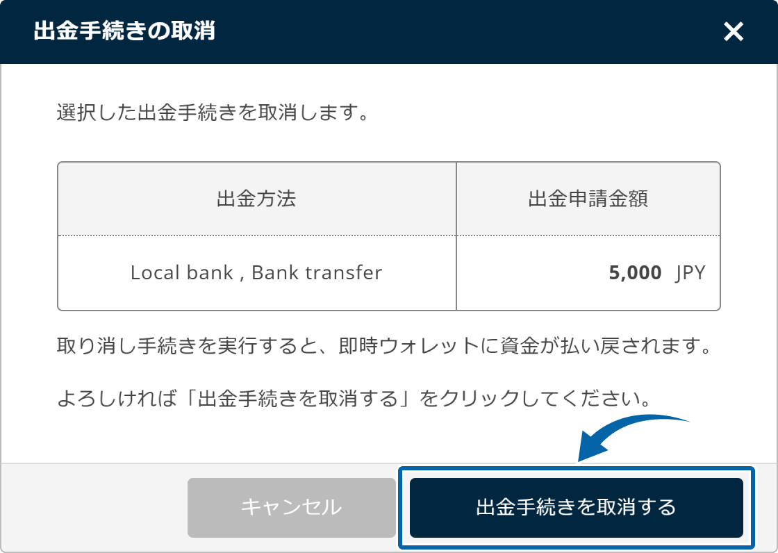 出金手続きの取消