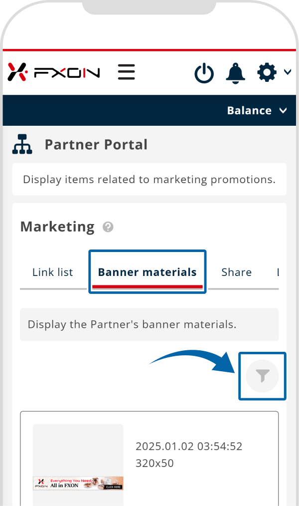 Tap the filter icon
