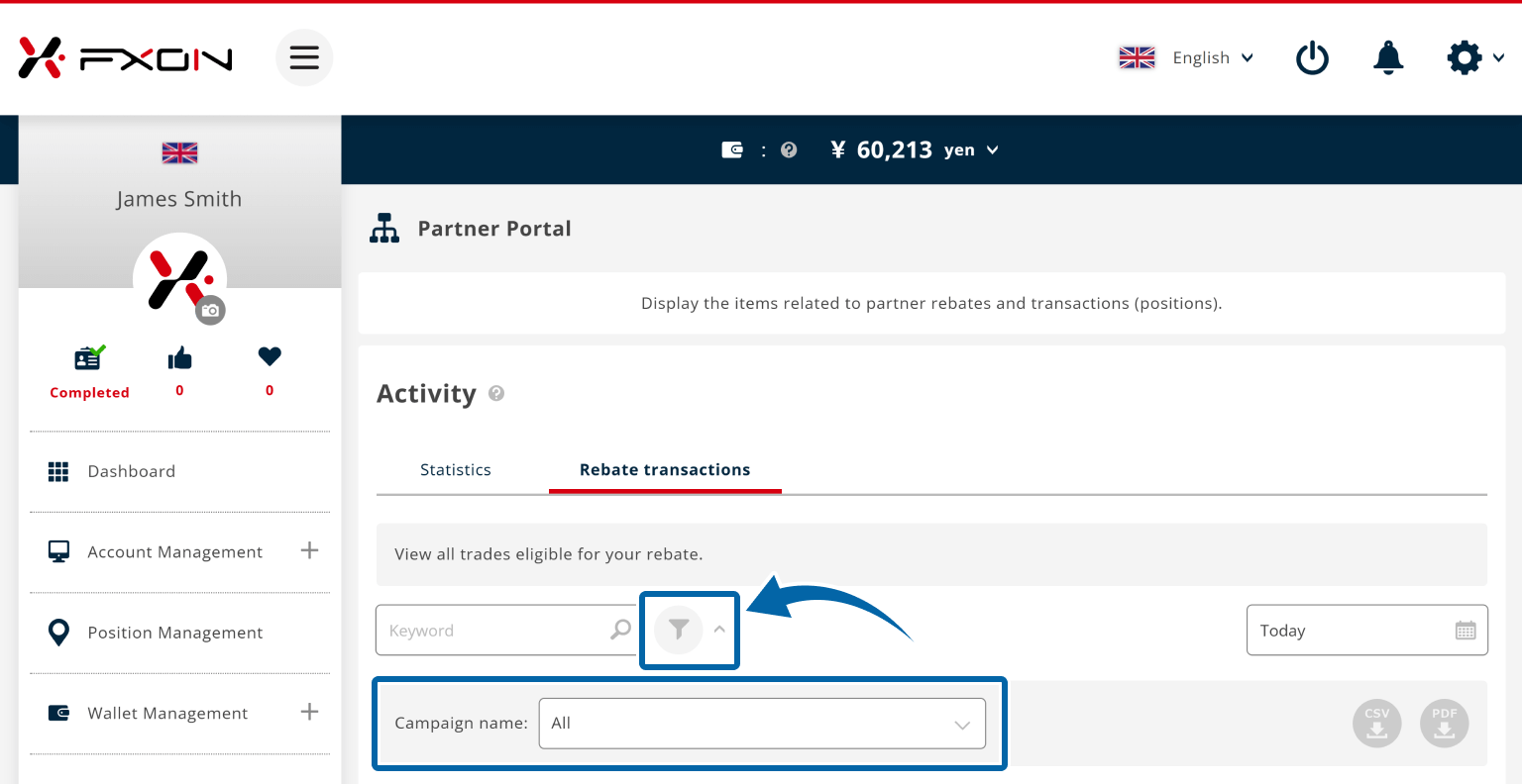 How to check rebate details by specifying the campaign name