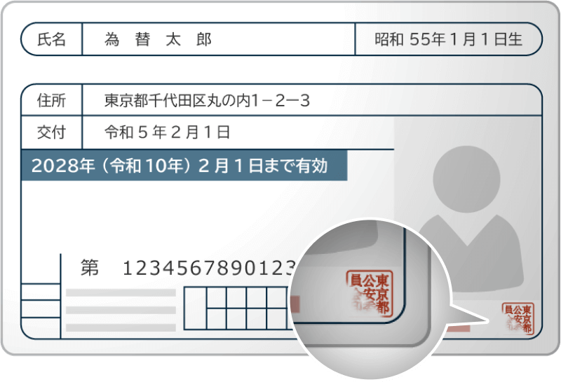 運転免許証の公印に損傷があるケース