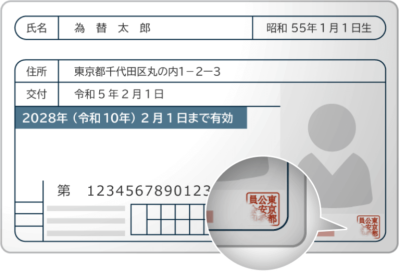 運転免許証の公印に損傷があるケース