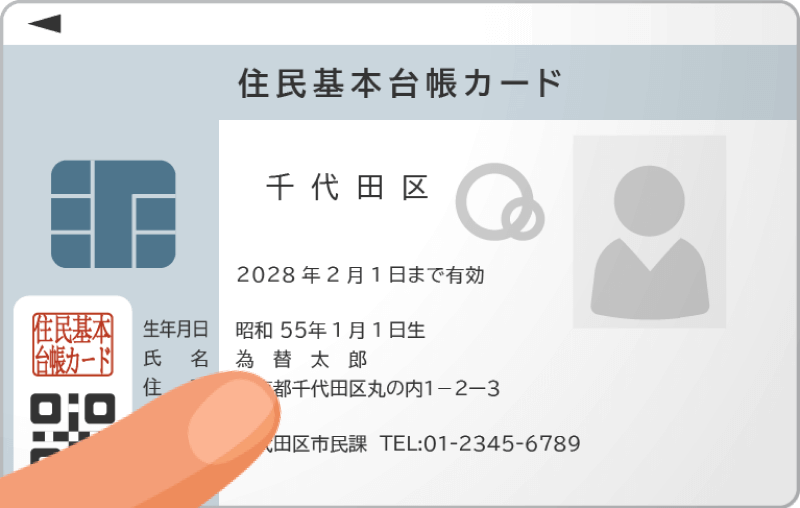 住民基本台帳カードの画像に指が映り込んでいるケース