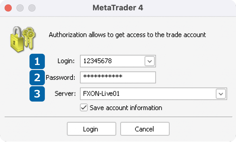 Log in to Trading Account