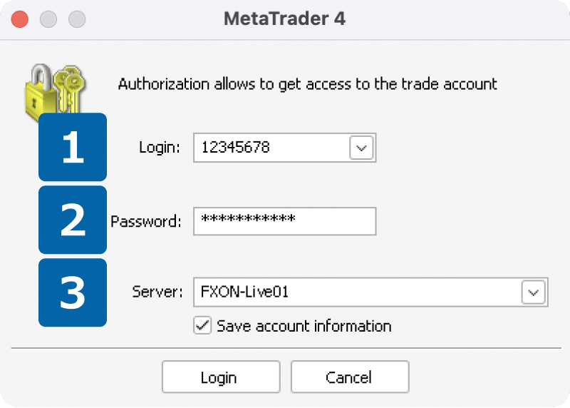 Log in to Trading Account