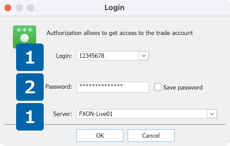 MetaTrader5へのログイン