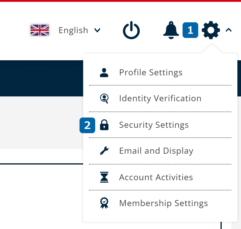 Display the Security Settings screen