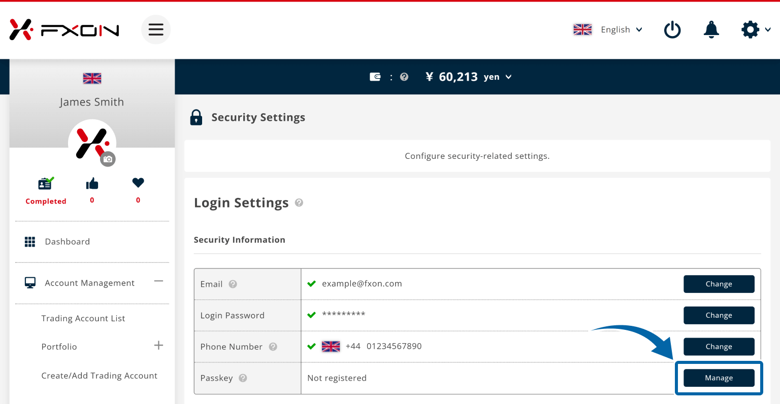 Passkey setup