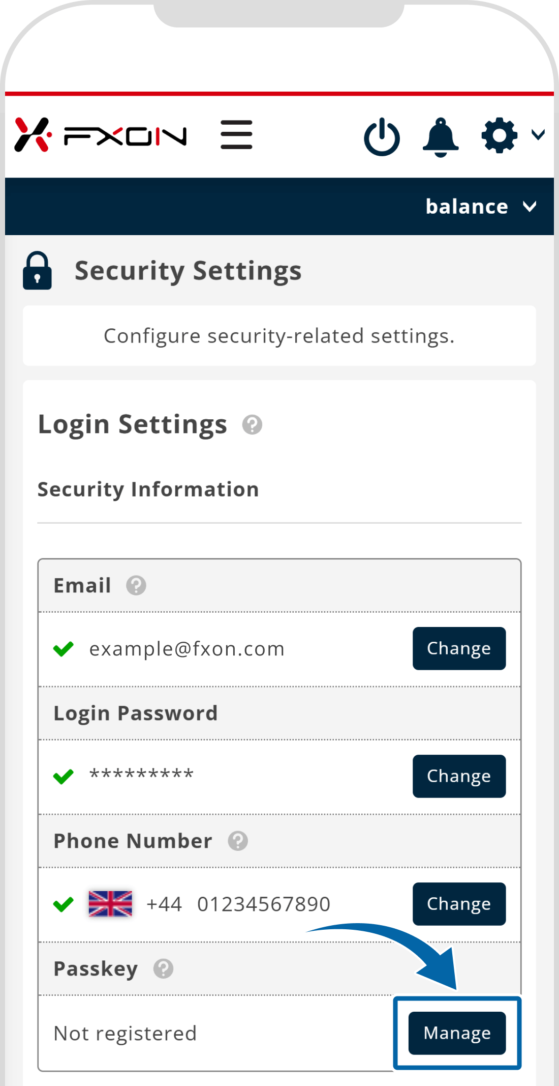 Passkey setup