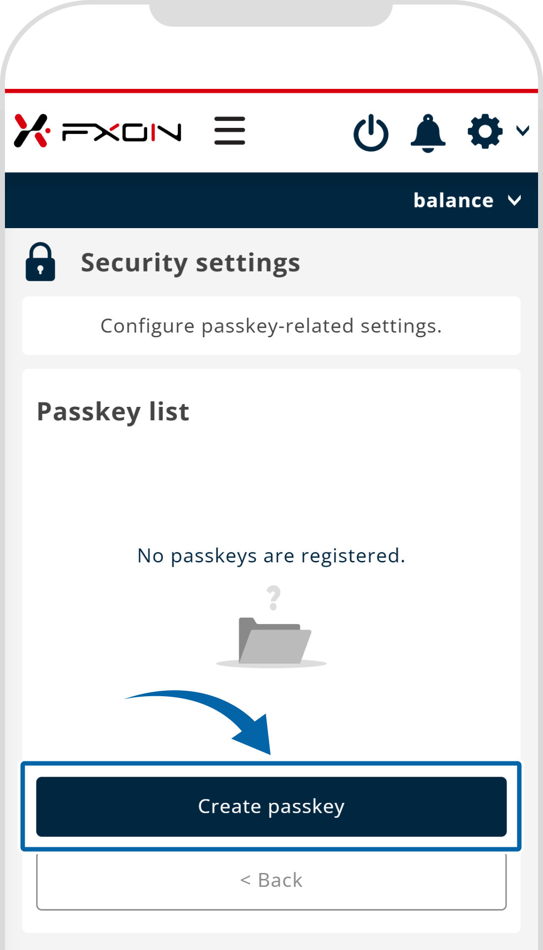 Create passkey