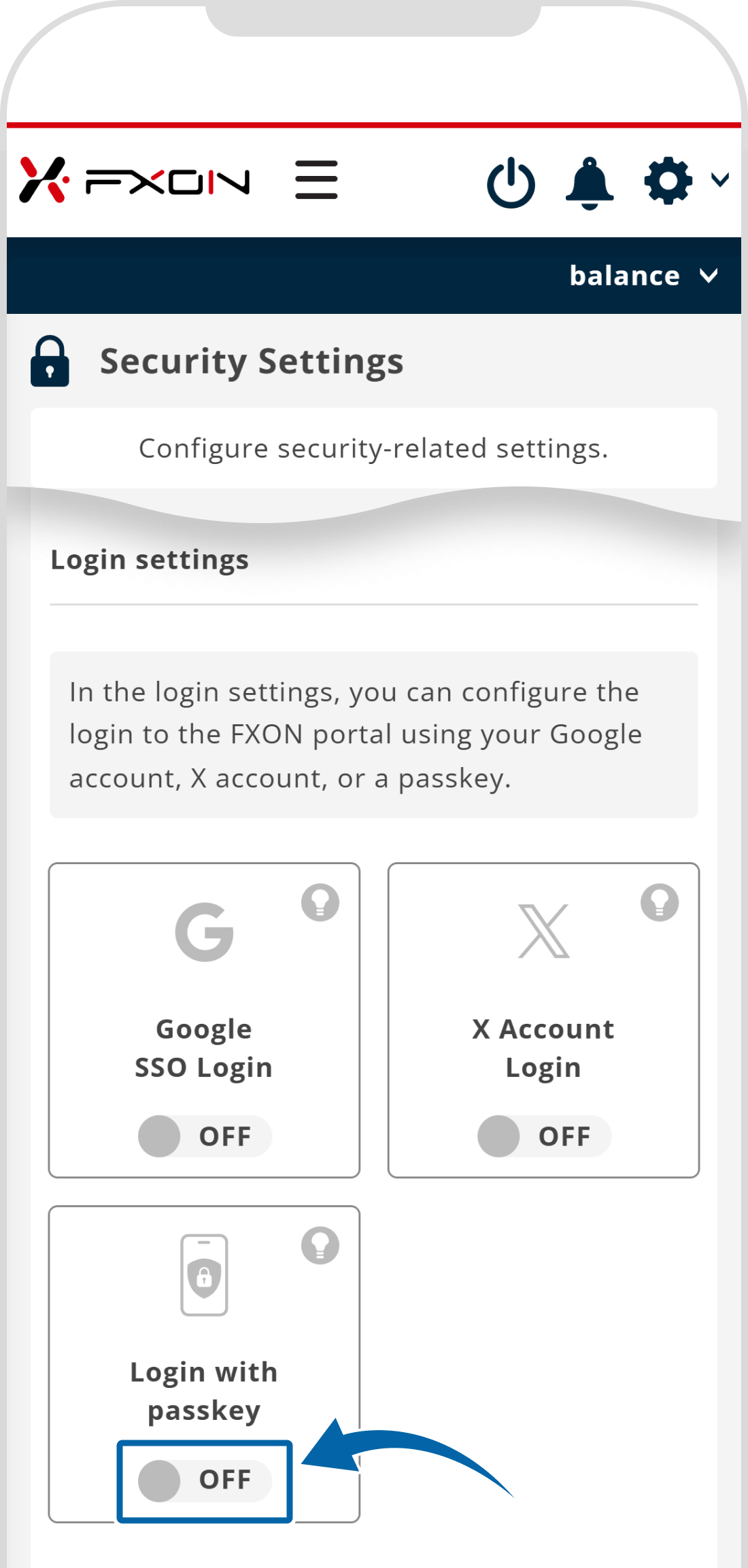 Passkey login setup